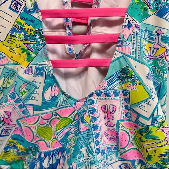 Lilly Pulitzer Jaspen one-piece swimsuit in “Pop Up Wish You Were Here,” size 14 - Picture 6 of 10